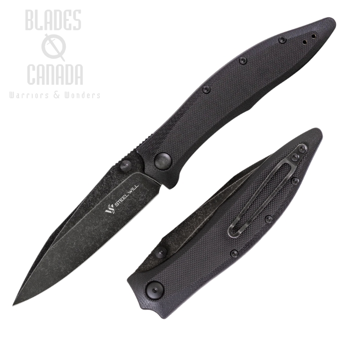 Steel Will Gienah Folding Knife, D2 Black SW, G10 Black, F53-18 (image for) Steel Will Gienah Folding Knife, D2 Black SW, G10 Black, F53-18